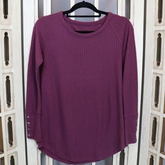 Chaser Tops - Chaser Burgundy Long Sleeve Oversized Knit Top Size S